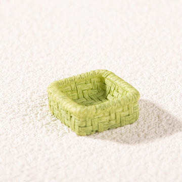 Square green bamboo basket miniature