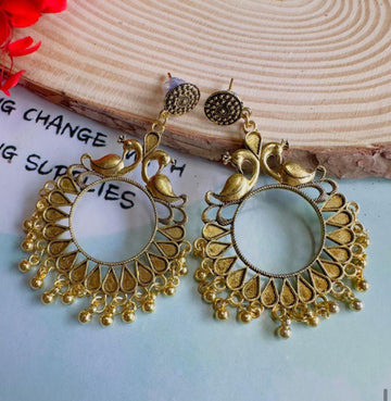 Peacock shape resin jhumka base golden