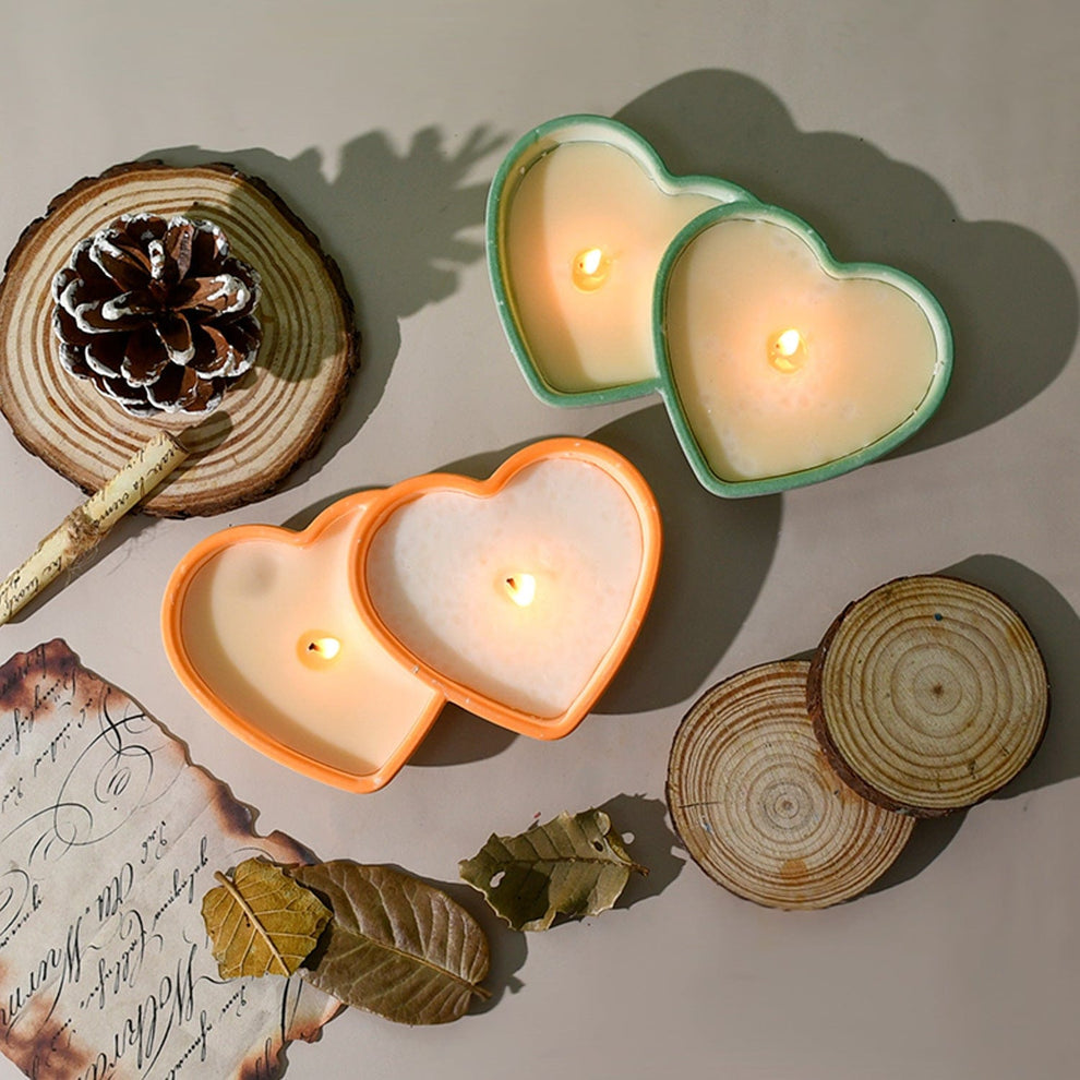 Double heart candle bowl mould