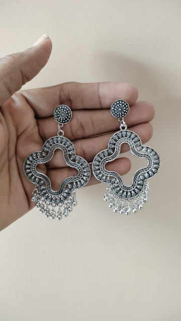 Flower shape jhumka base silver