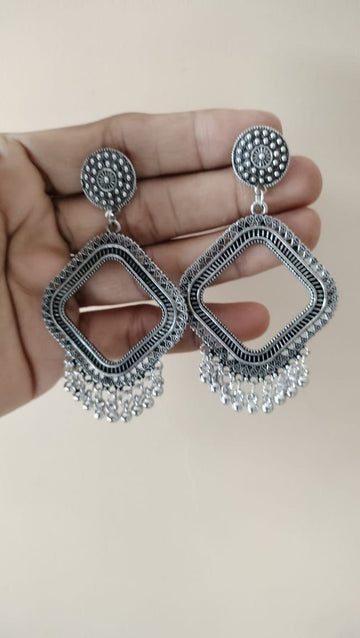 Square shape jhumka base silver