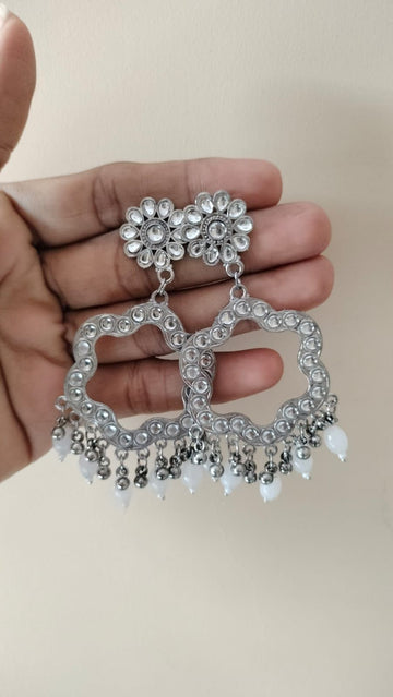 Flower shape jhumka base silver