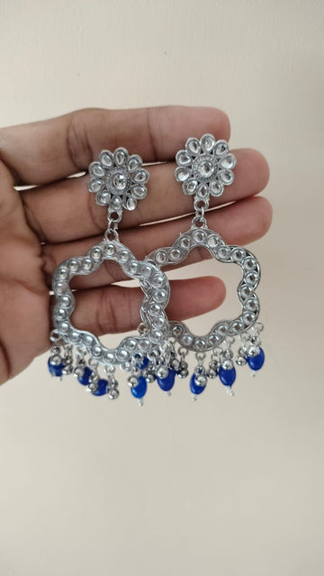 Flower shape jhumka base silver