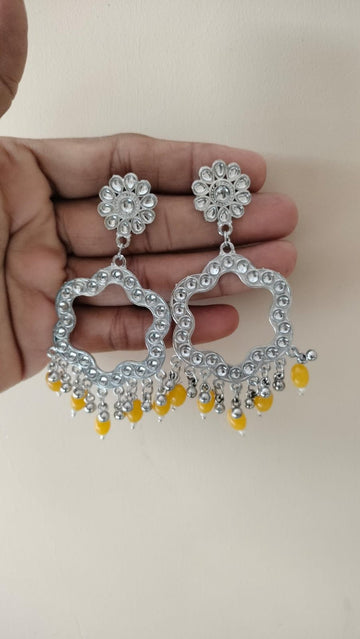 Flower shape jhumka base silver