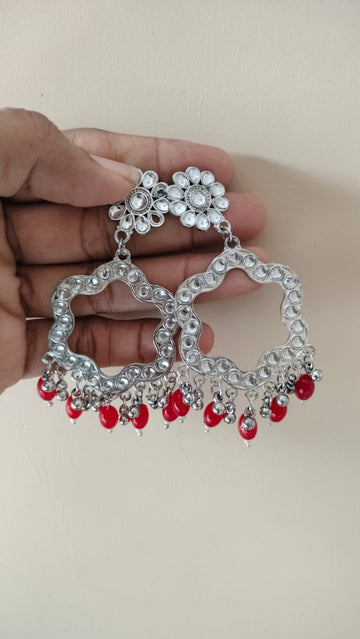 Flower shape jhumka base silver
