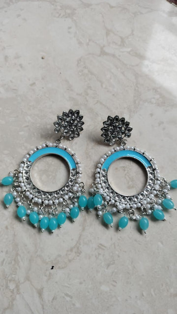 Blue Chand Bali Jhumka