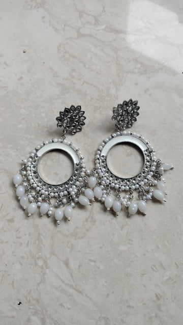 White Chand Bali Jhumka
