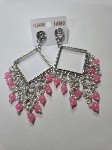 Square Chand Bali Jhumka silver