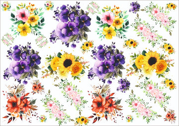 Watercolor Flowers Resin color sticker