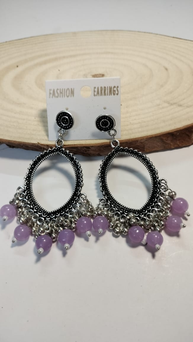 Silver Jhumka With Beads