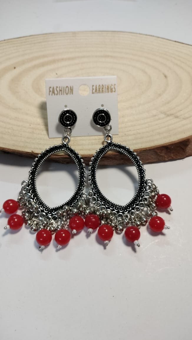 Silver Jhumka With Beads