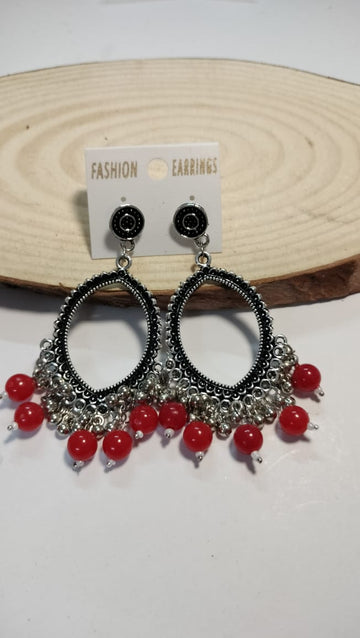 Silver Jhumka With Beads