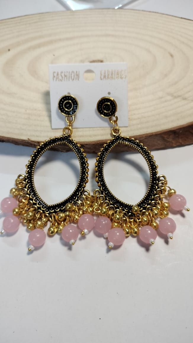 Golden Jhumka With Beads