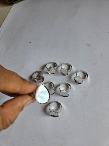 Finger ring bezel (drop shape silver)
