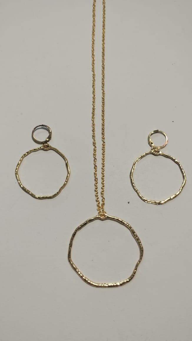 Earring Pendant Bezel Set Golden