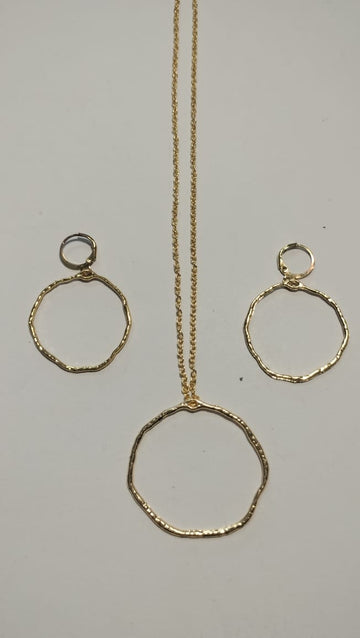 Earring Pendant Bezel Set Golden