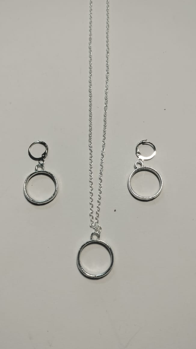 Small Earring Pendant Bezel Set silver