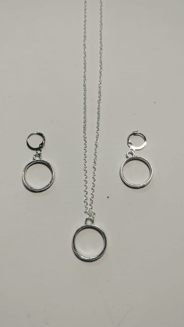 Small Earring Pendant Bezel Set silver