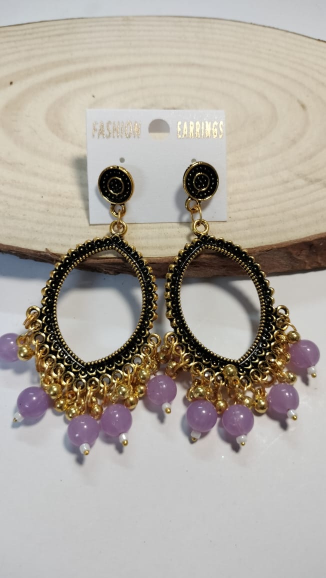 Golden Jhumka With Beads