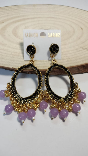 Golden Jhumka With Beads