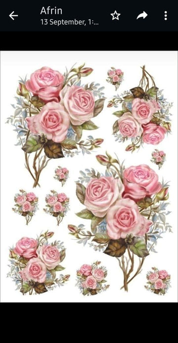 Pretty Pink Roses Resin color sticker