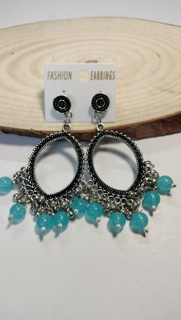 Silver Jhumka With Beads