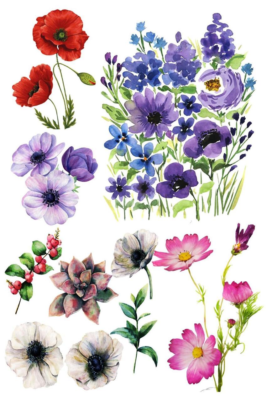 Watercolor Meadow Flowers Resin color sticker