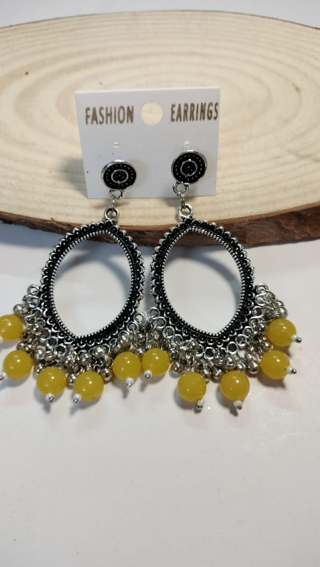 Silver Jhumka With Beads