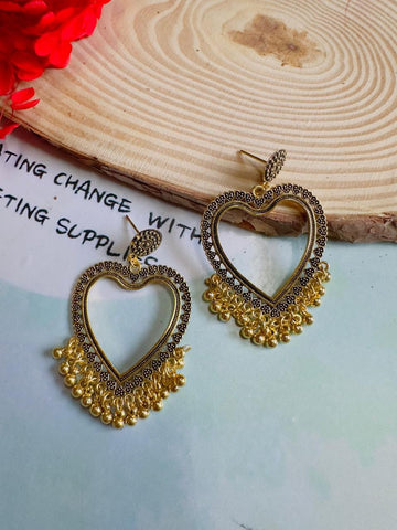 Resin heart shape jhumka base golden