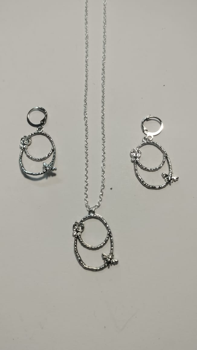 Earring Pendant Bezel Set silver