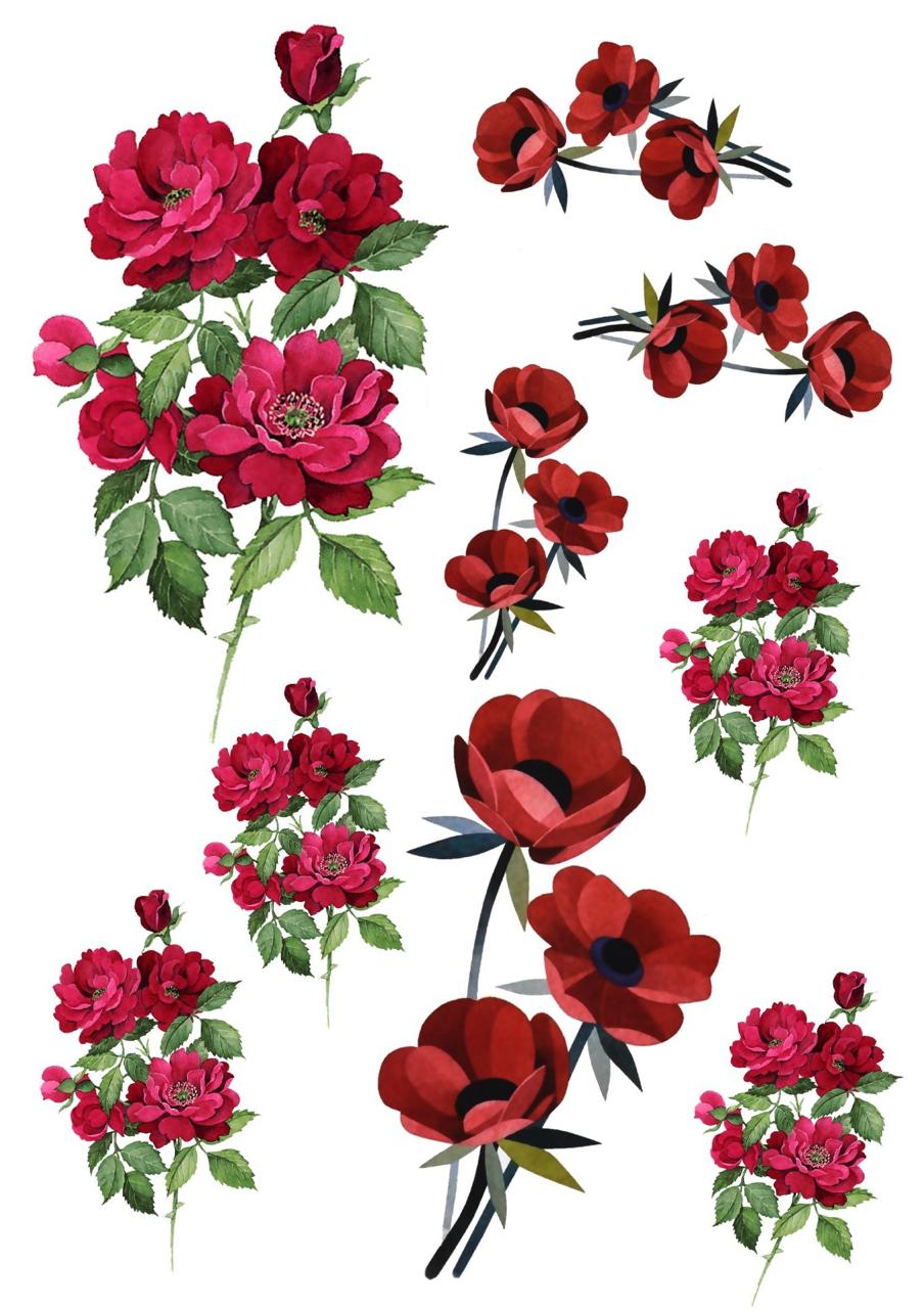 Red Roses Resin color sticker
