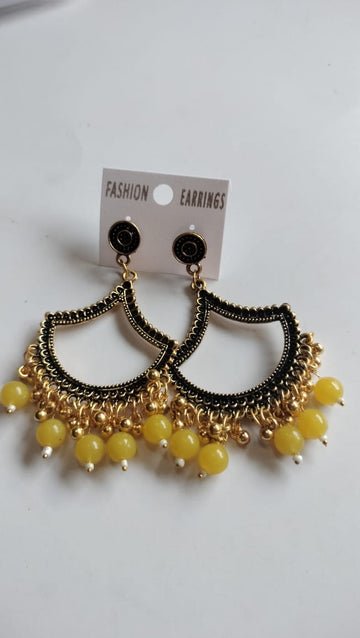 Golden Jhumka With Beads