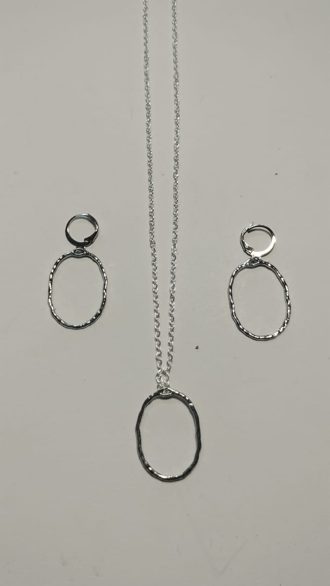 Earring Pendant Bezel Set silver
