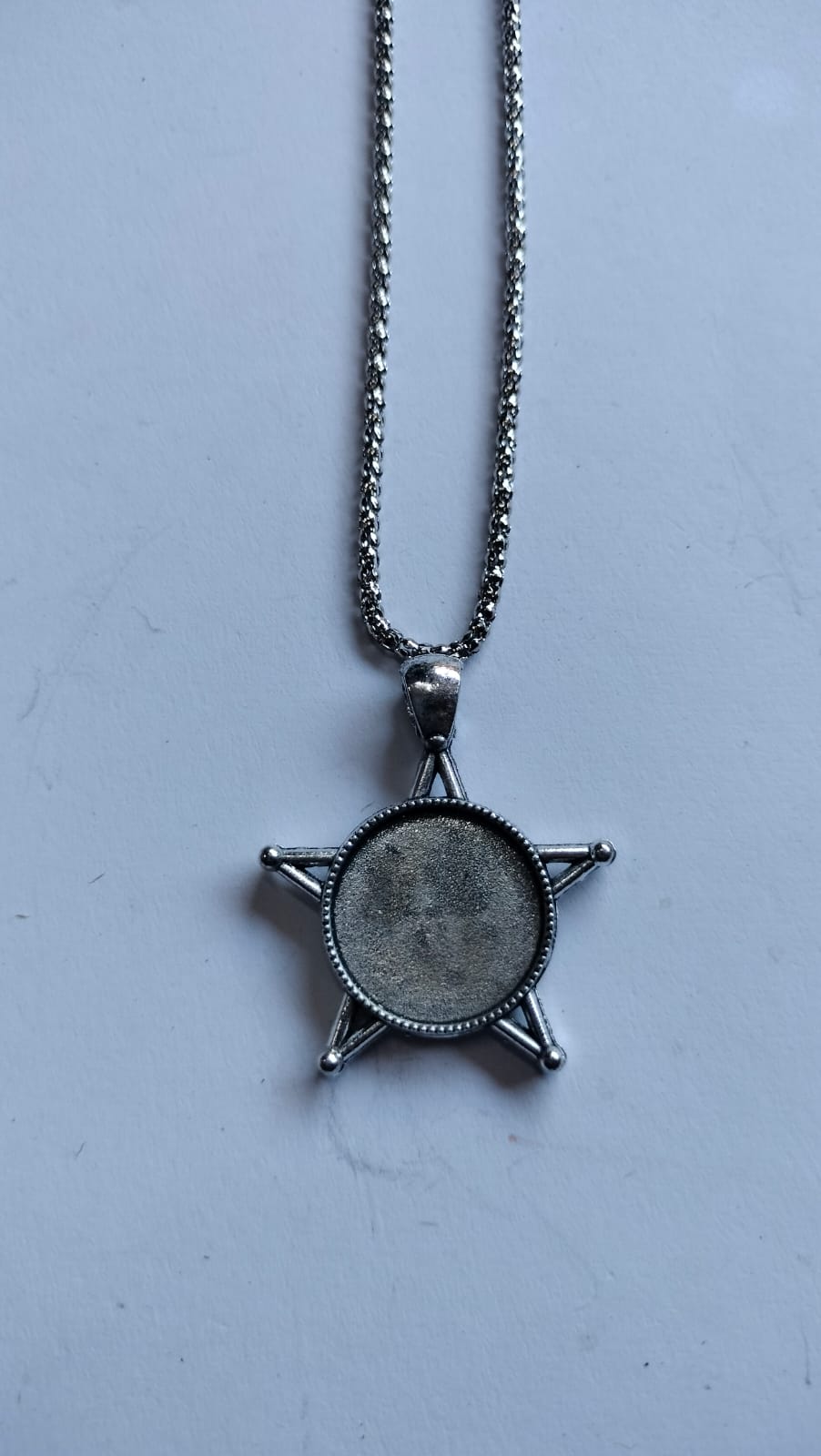 Antique Silver Chain Pendant Bezel Set