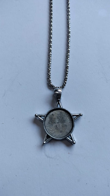 Antique Silver Chain Pendant Bezel Set