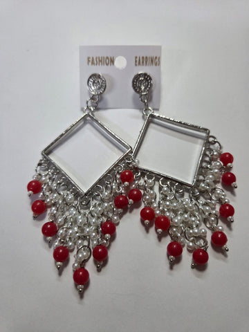 Square Chand Bali Jhumka silver