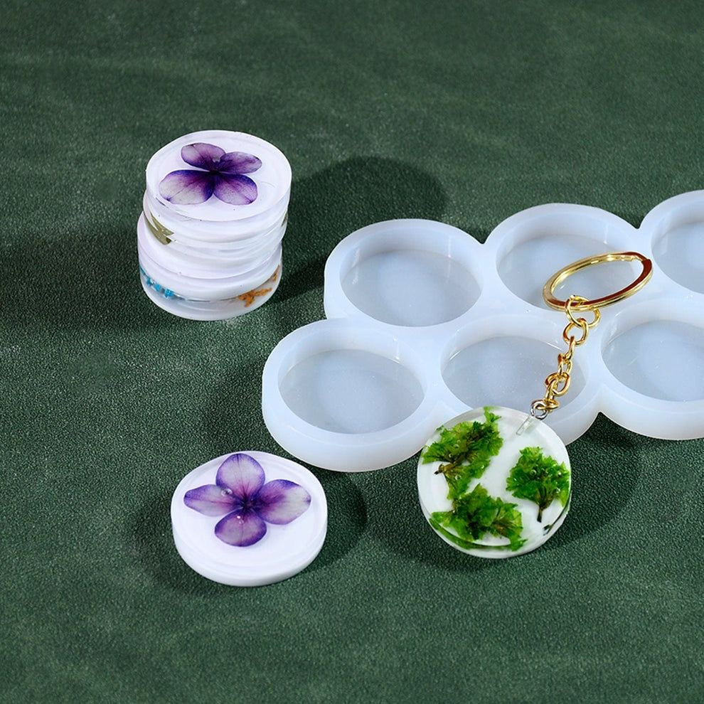 8 cavities round keychain mould