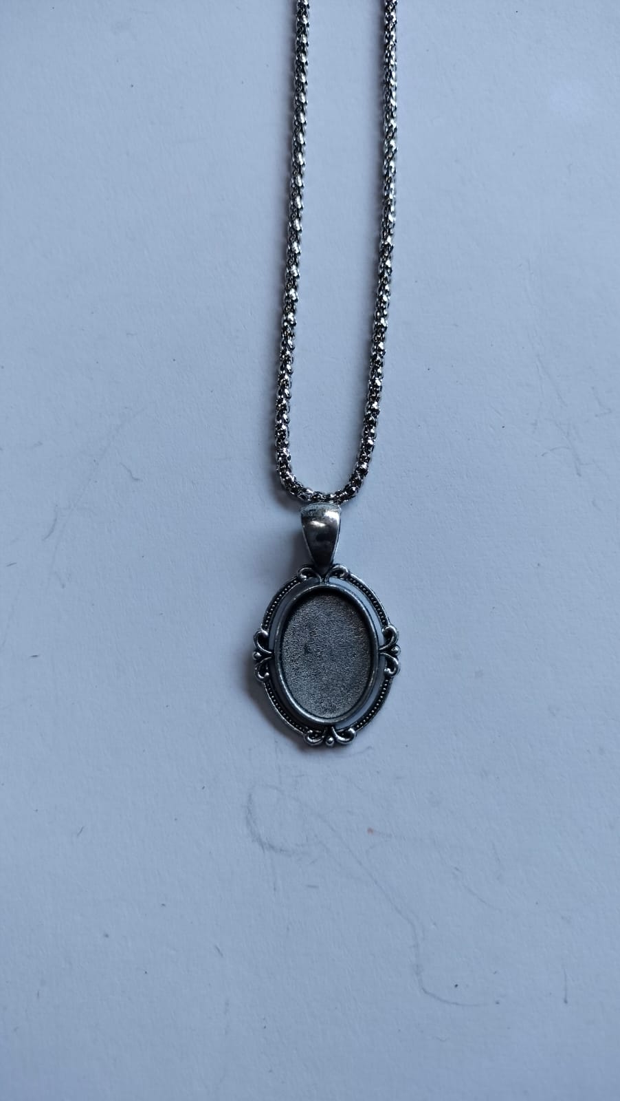 Antique Silver Chain Pendant Bezel Set