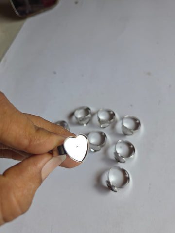 Finger ring bezel 10 piece (heart silver)