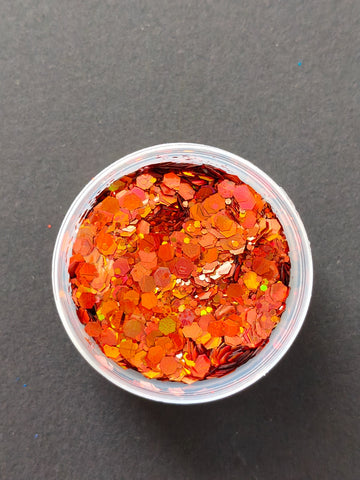 Neon dark orange Combi Chunks Glitter