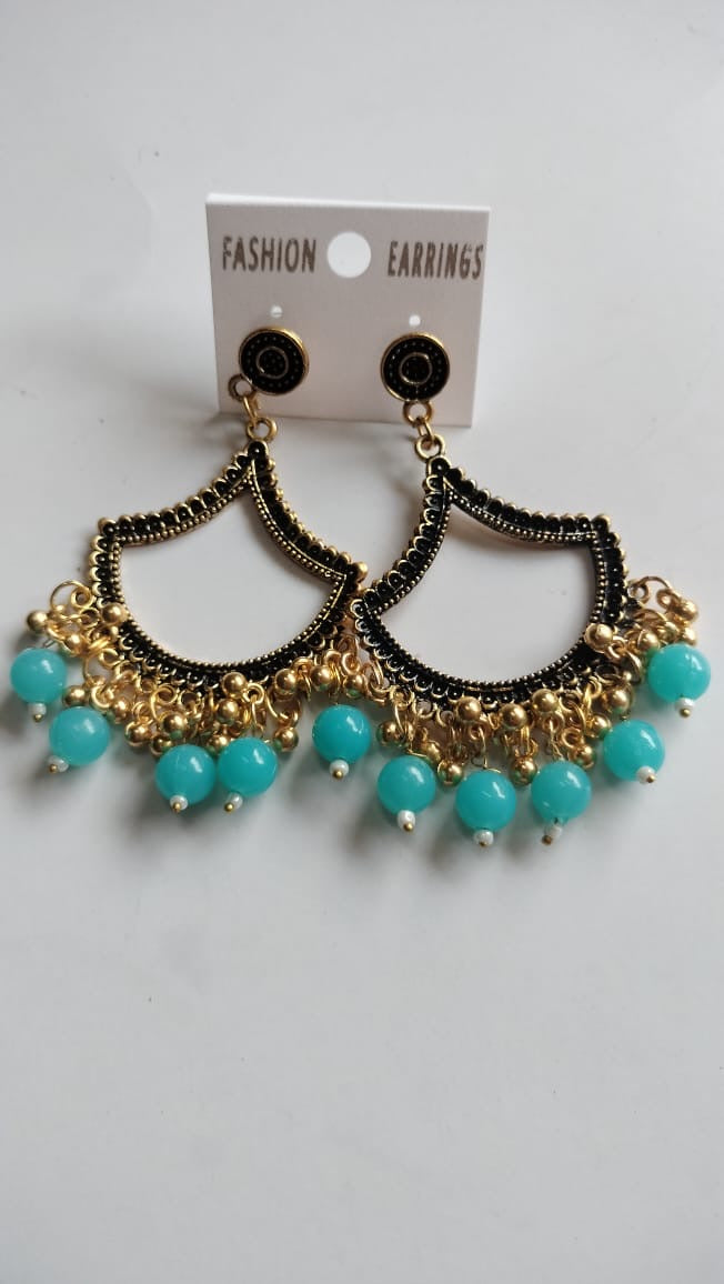 Golden Jhumka With Beads
