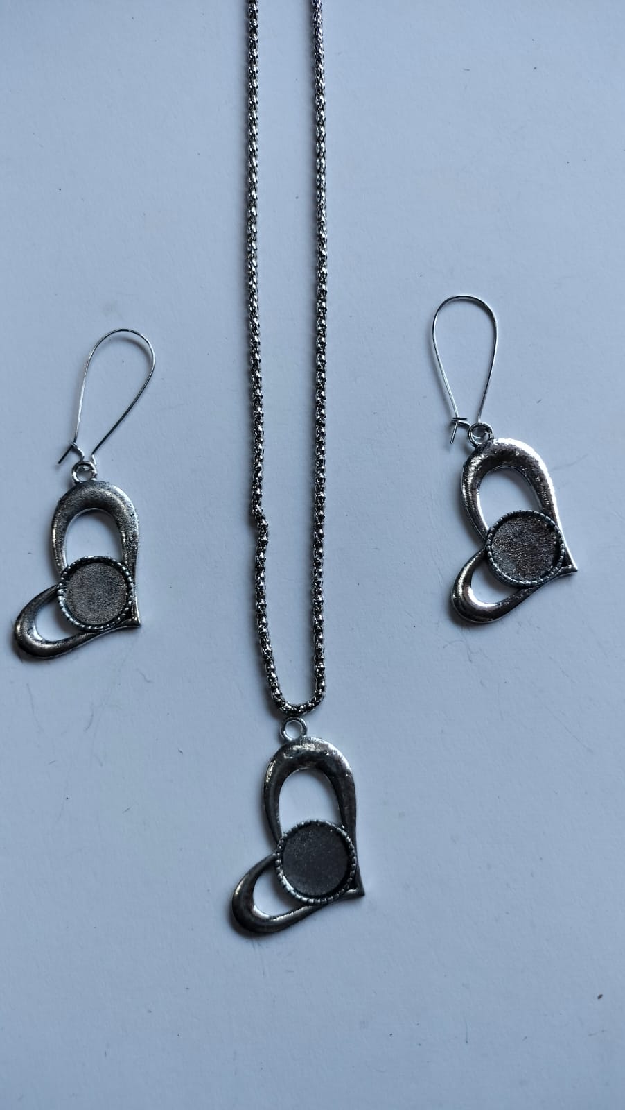 Antique Silver Earring Pendant Bezel Set silver