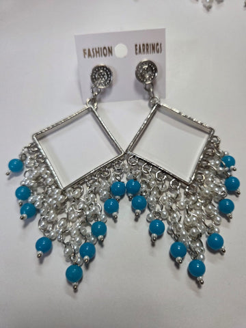 Square Chand Bali Jhumka silver