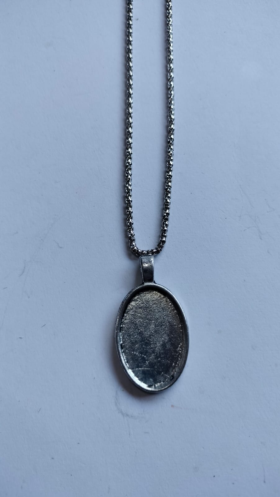 Antique Silver Chain Pendant Bezel Set