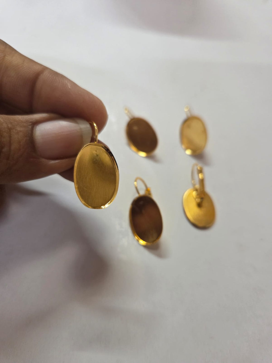 Oval Golden Small Earring Base For Resin
