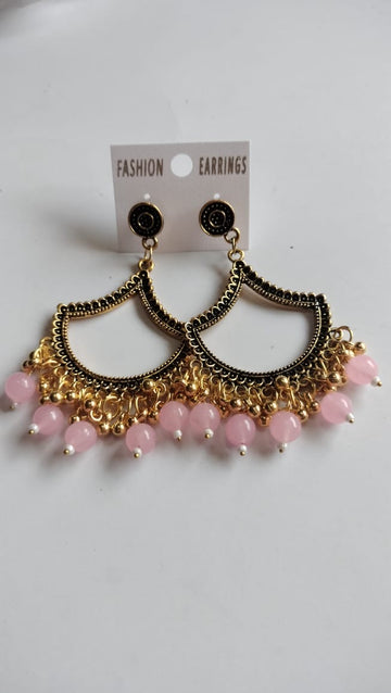 Golden Jhumka With Beads