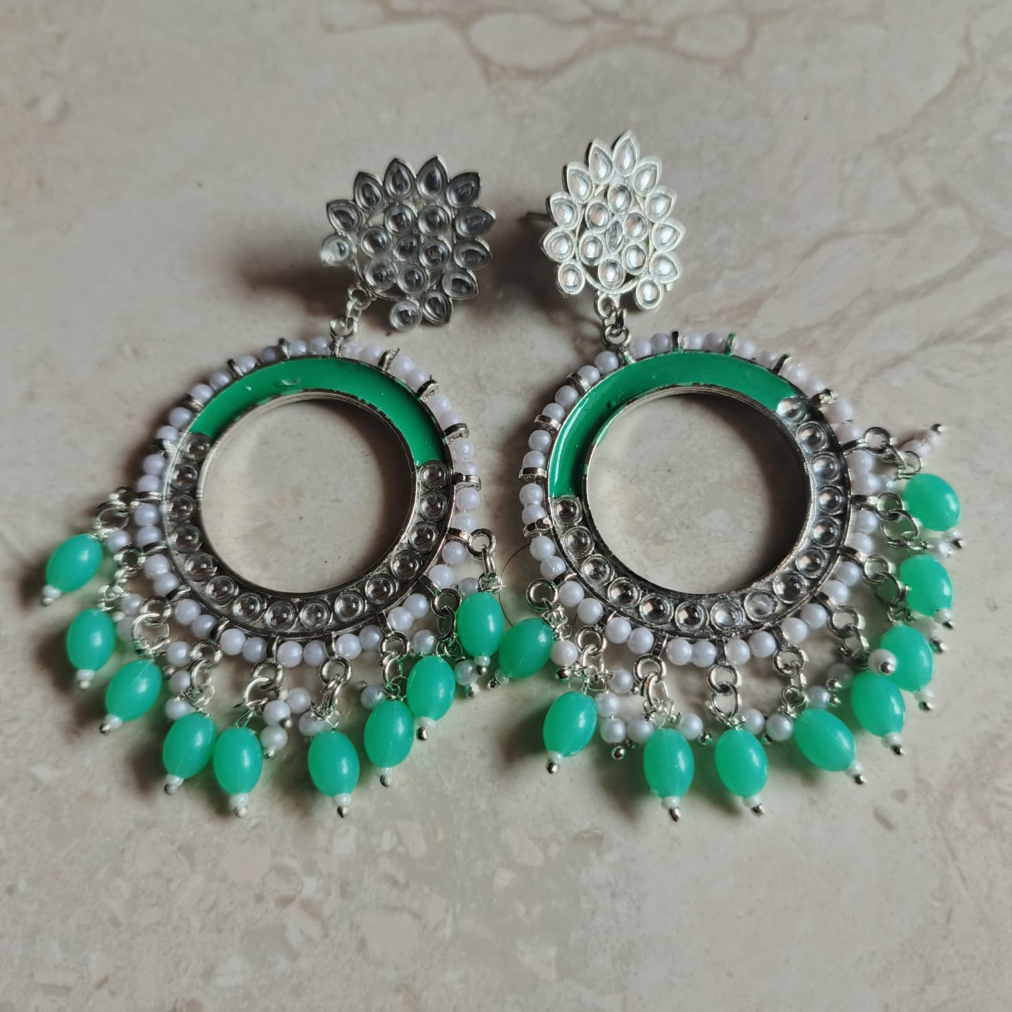 Light Green Chand Bali Jhumka