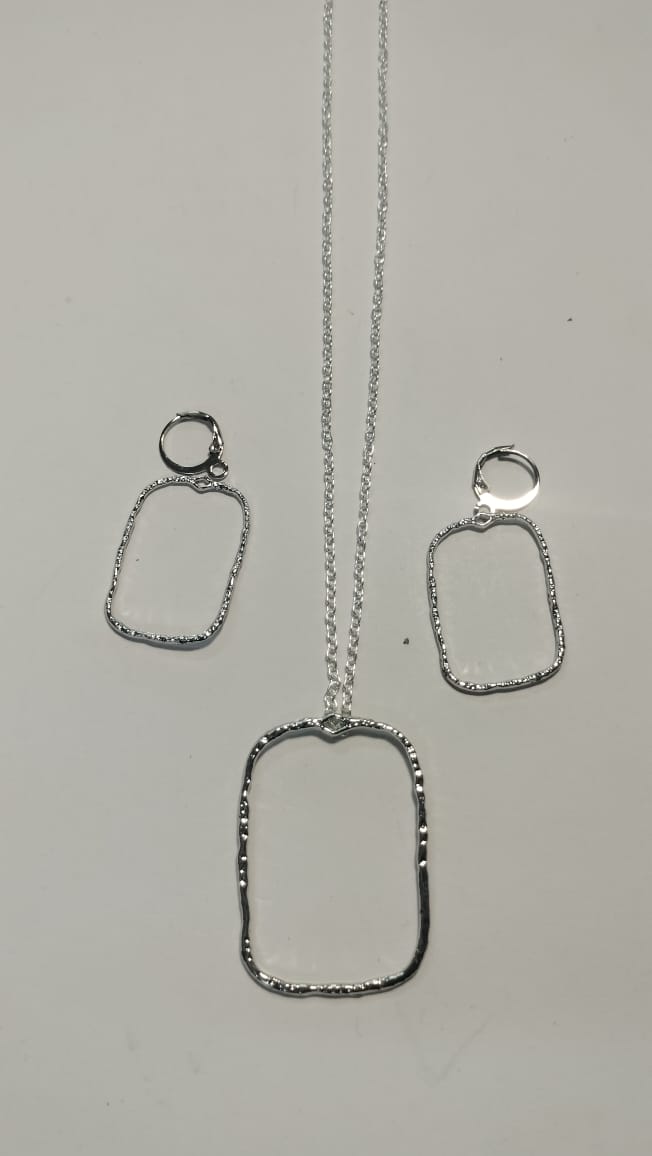 Earring Pendant Bezel Set silver