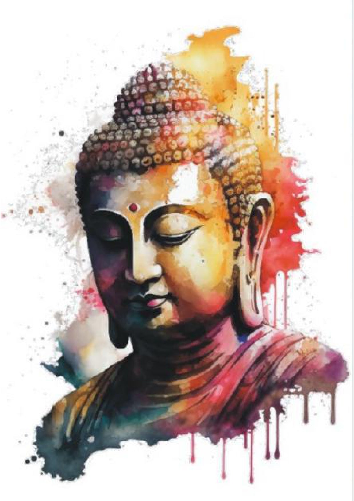 Resin Color Stickers - Watercolor Buddha Portrait