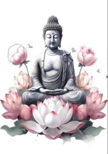 Resin Color Stickers - Meditating Buddha with Lotus Flowers